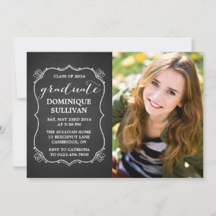 Whimsical Frame Rustic Photo Graduation Invitation
