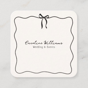 Whimsical framed bow, QR code Event Planning Square Business Card