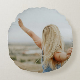 Whimsical Freedom Portrait Round Throw Pillow - Dr