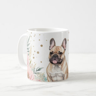 Whimsical French Bulldog with Floral Accents Coffee Mug