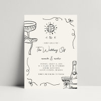 Whimsical French Fun Monogram Hand Drawn Wedding