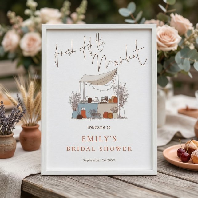 Whimsical Fresh off Market Welcome Bridal Shower Poster (Creator Uploaded)