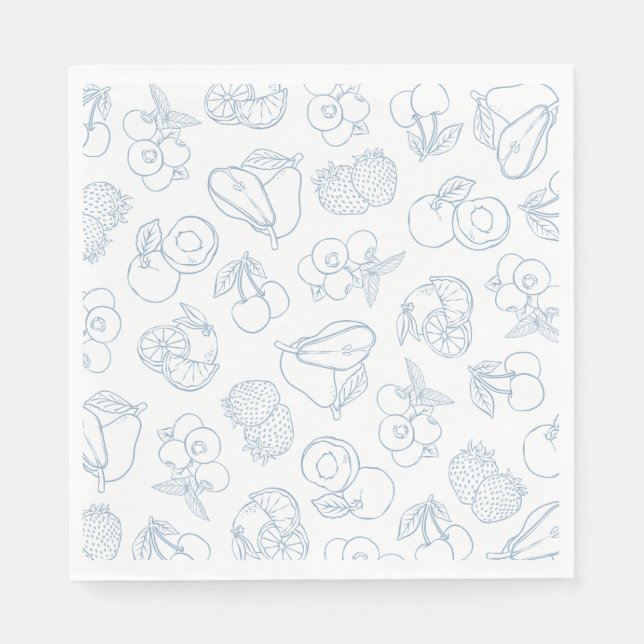 Whimsical Fresh Off The Market Blue Bridal Shower Napkin (Front)