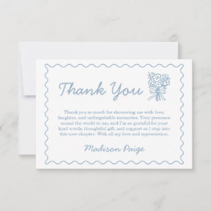 Whimsical Fresh Off The Market Blue Bridal Shower Thank You Card