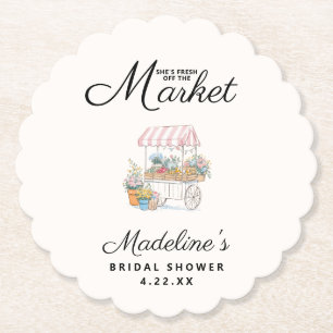 Whimsical Fresh Off The Market Bridal Shower  Paper Coaster