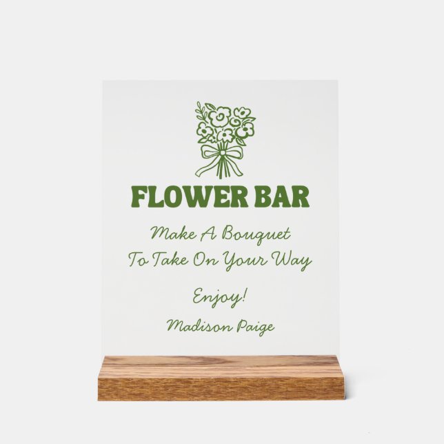 Whimsical Fresh Off The Market Green Bridal Shower Acrylic Sign (Front)