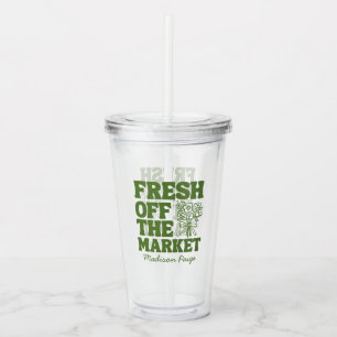 Whimsical Fresh Off The Market Green Bridal Shower Acrylic Tumbler