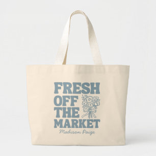 Whimsical Fresh Off The Market Green Bridal Shower Large Tote Bag