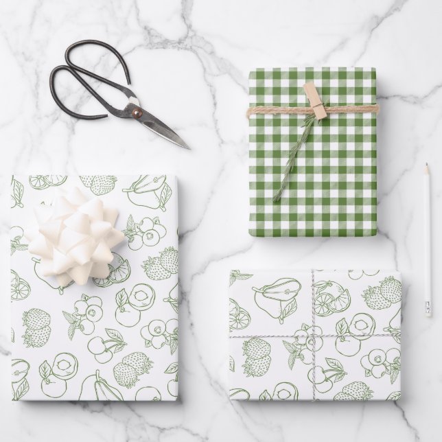 Whimsical Fresh Off The Market Green Bridal Shower Wrapping Paper Sheet (Front)
