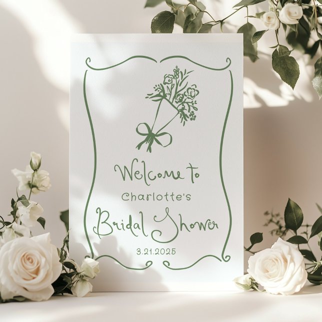Whimsical Fresh Off the Market Sage green Bridal Poster (Creator Uploaded)