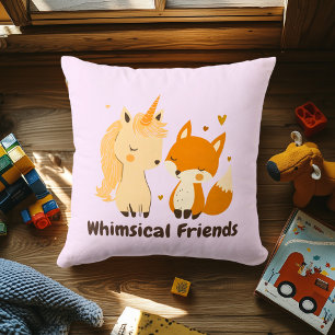 Whimsical Friends Unicorn & Fox Magical Animal Cushion