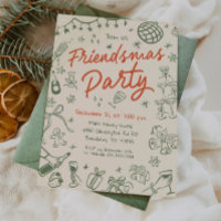 Whimsical Friendsmas Party Invitation, Hand Drawn