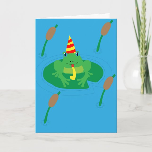 Whimsical Frog Birthday Card, Frog Birthday Card (Front)