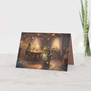 Whimsical Frog Birthday party greeting card