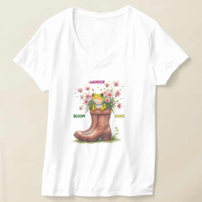 Whimsical Frog Bloom Tee (Laydown)