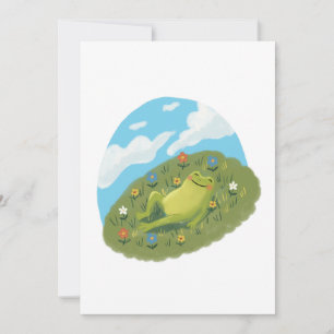 Whimsical Frog Chilling On The Hill Illustration Invitation