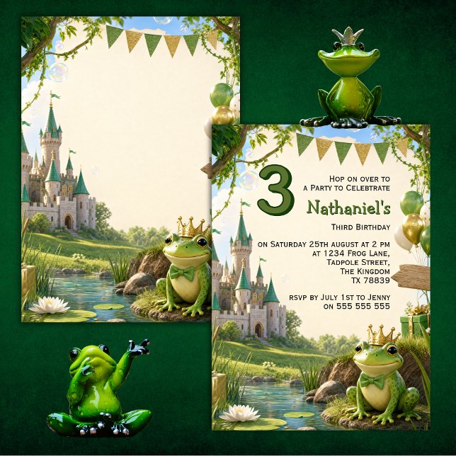 Whimsical Frog In A Crown Birthday Party  Invitation (Creator Uploaded)