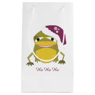 Whimsical Frog in a Santa Hat Small Gift Bag