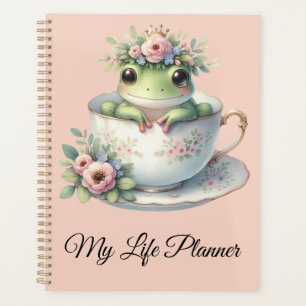 Whimsical Frog in Floral Teacup Planner