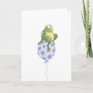 whimsical frog on birthday balloon card