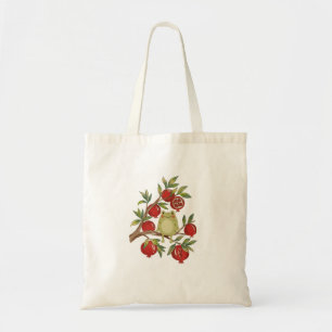 Whimsical Frog on Pomegranate Branch Botanical Art Tote Bag