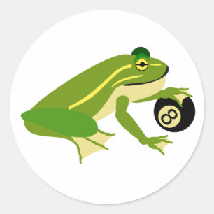 Whimsical Frog Palming an Eight Ball Classic Round Sticker