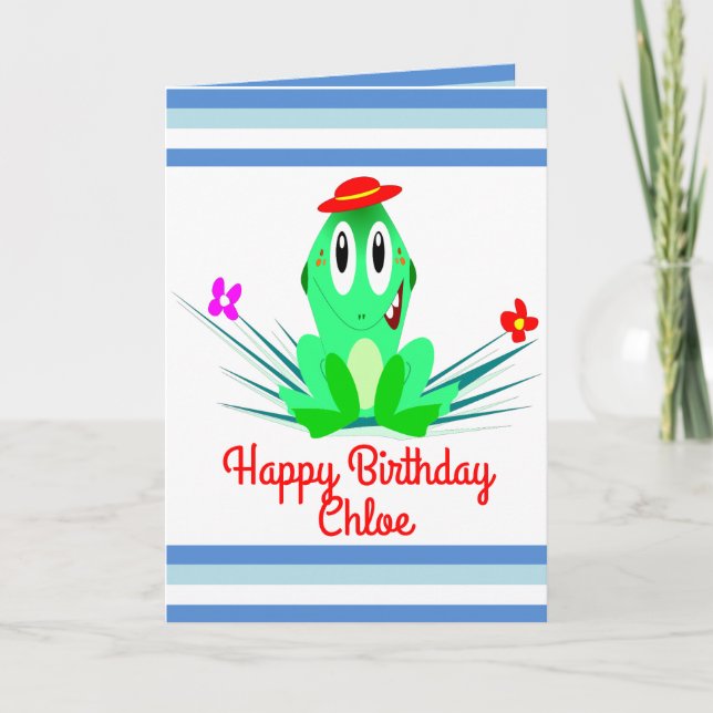 Whimsical Frog Personalised Birthday Card (Front)