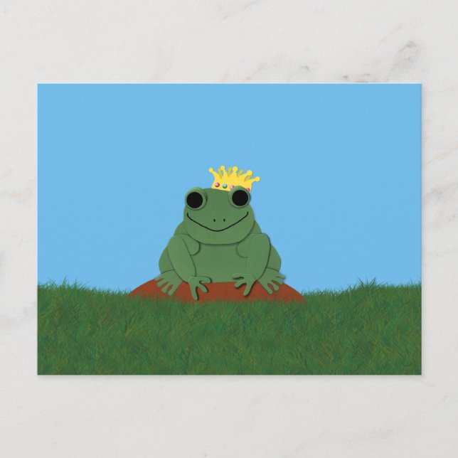 Whimsical Frog Prince with Crown Postcard (Front)