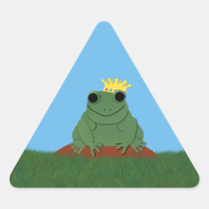 Whimsical Frog Prince with Crown Triangle Sticker