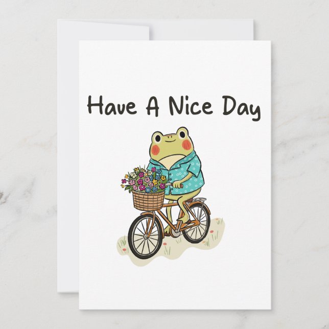 Whimsical Frog Riding A Bike Illustration Invitation (Front)