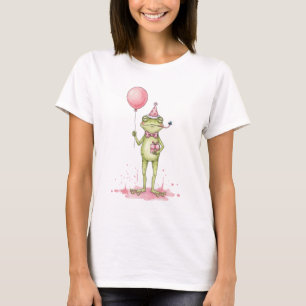 Whimsical Frog with Balloon Birthday Party T-Shirt