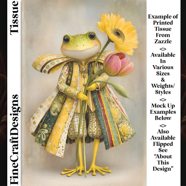 Whimsical Frog with Spring Flowers DL8R Decoupage Tissue Paper (Creator Uploaded)