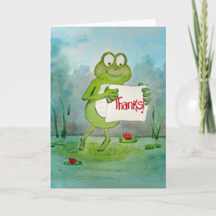 Whimsical Frog with Thanks Thank You Sign Funny