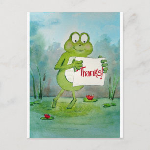 Whimsical Frog with Thanks Thank You Sign Funny Postcard