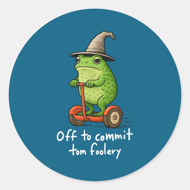 Whimsical Frog Wizard Meme Off Classic Round Sticker (Front)
