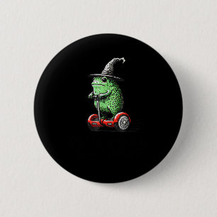 Whimsical Frog Wizard Off To Commit Tom Foolery Fr 6 Cm Round Badge