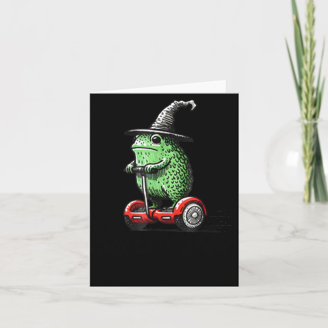 Whimsical Frog Wizard Off To Commit Tom Foolery Fr Card (Front)
