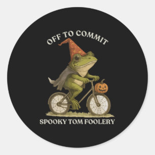 Whimsical Frog Wizard Off To Commit Tom Foolery Fr Classic Round Sticker