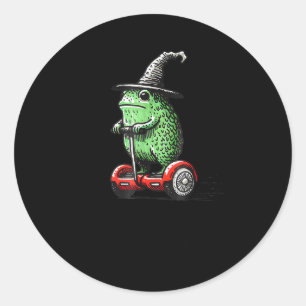 Whimsical Frog Wizard Off To Commit Tom Foolery Fr Classic Round Sticker