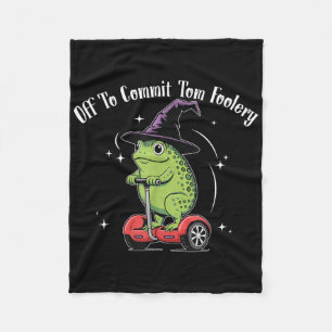 Whimsical Frog Wizard Off To Commit Tom Foolery Fr Fleece Blanket