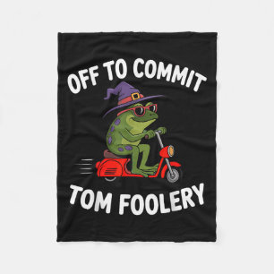 Whimsical Frog Wizard Off To Commit Tom Foolery Fr Fleece Blanket