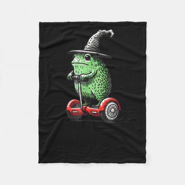 Whimsical Frog Wizard Off To Commit Tom Foolery Fr Fleece Blanket (Front)