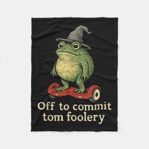 Whimsical Frog Wizard Off To Commit Tom Foolery Fr Fleece Blanket