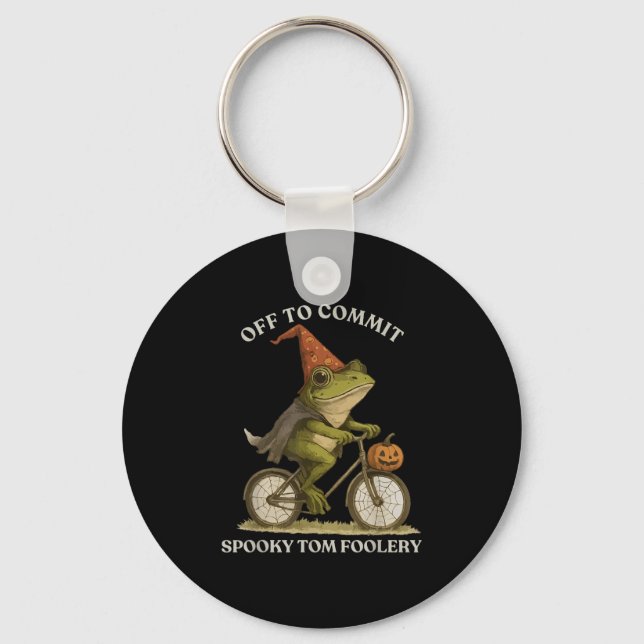 Whimsical Frog Wizard Off To Commit Tom Foolery Fr Key Ring (Front)