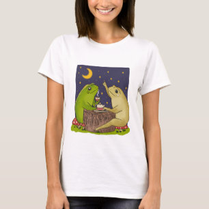 Whimsical Frogs Tea Party At Night Illustration T-Shirt