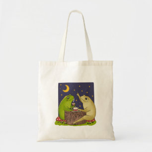 Whimsical Frogs Tea Party At Night Illustration Tote Bag