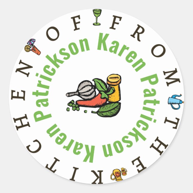 Whimsical "From The Kitchen Of" Sticker Template (Front)