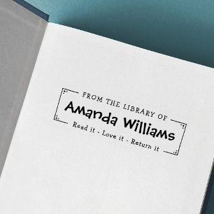 Whimsical from the library of bookplate rubber stamp