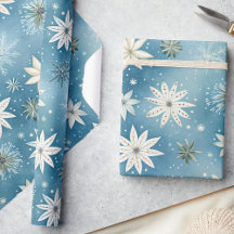 Whimsical Frosty Snowflakes & Stars Christmas
