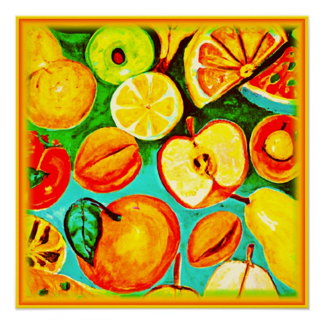 Whimsical Fruit Pattern. Buy Now Poster (Front)